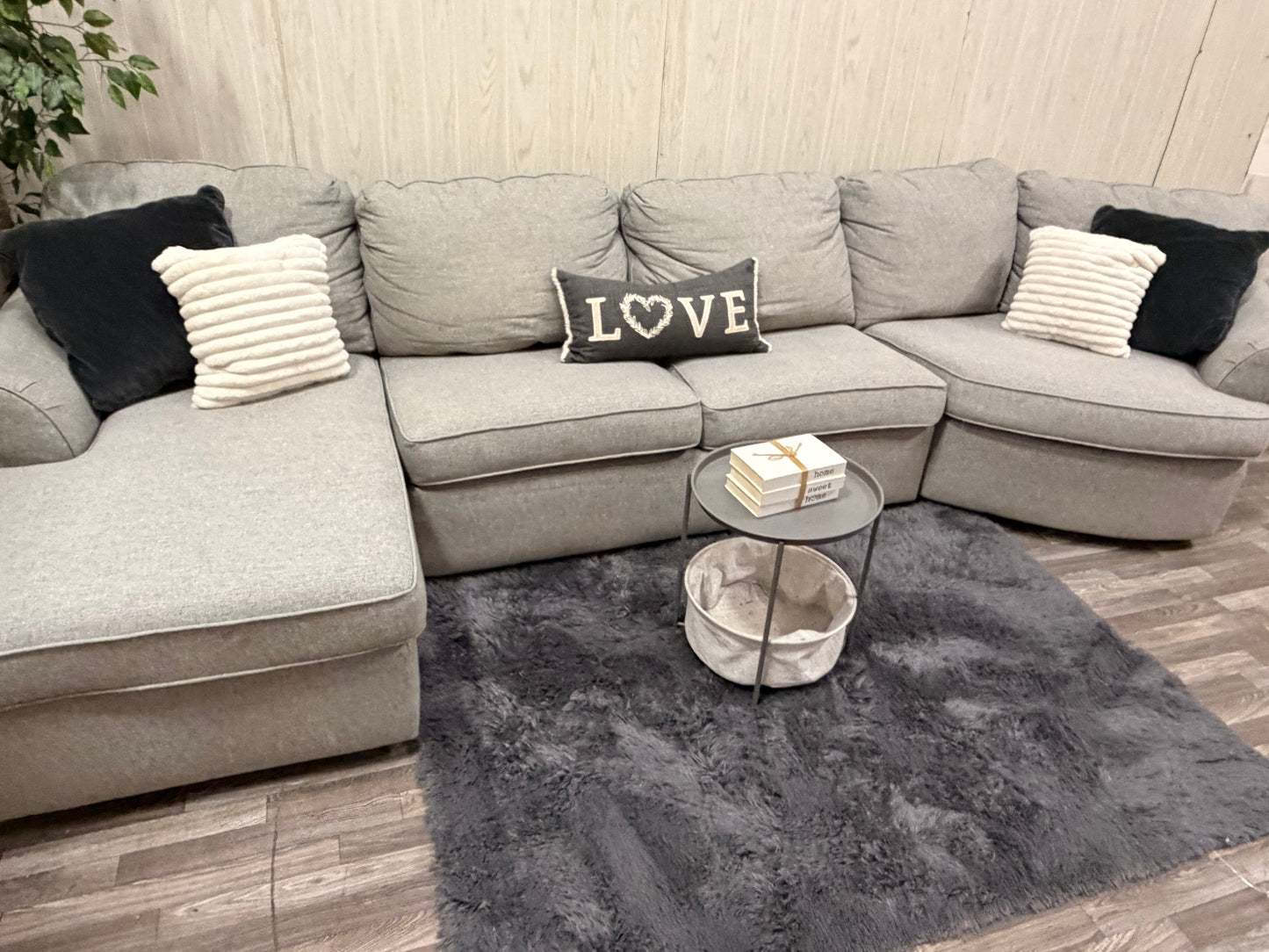 3-Piece Gray Sectional w/ Chaise & Cuddler