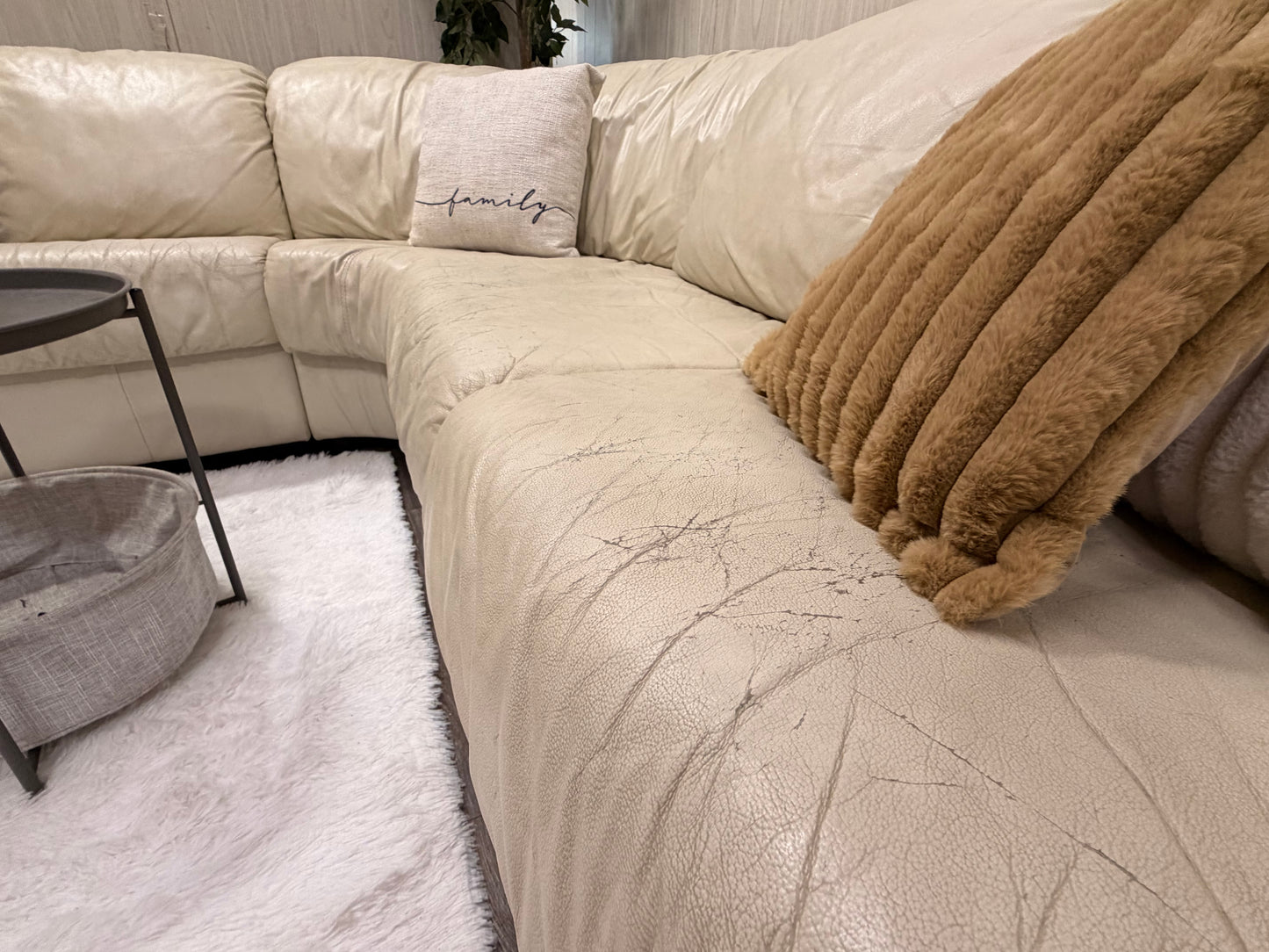 Large White Leather (Natuzzi) Sectional Couch
