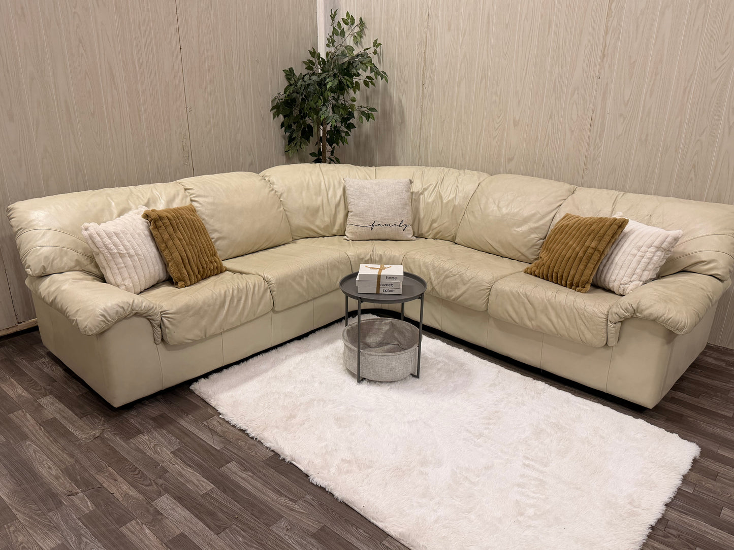 Large White Leather (Natuzzi) Sectional Couch