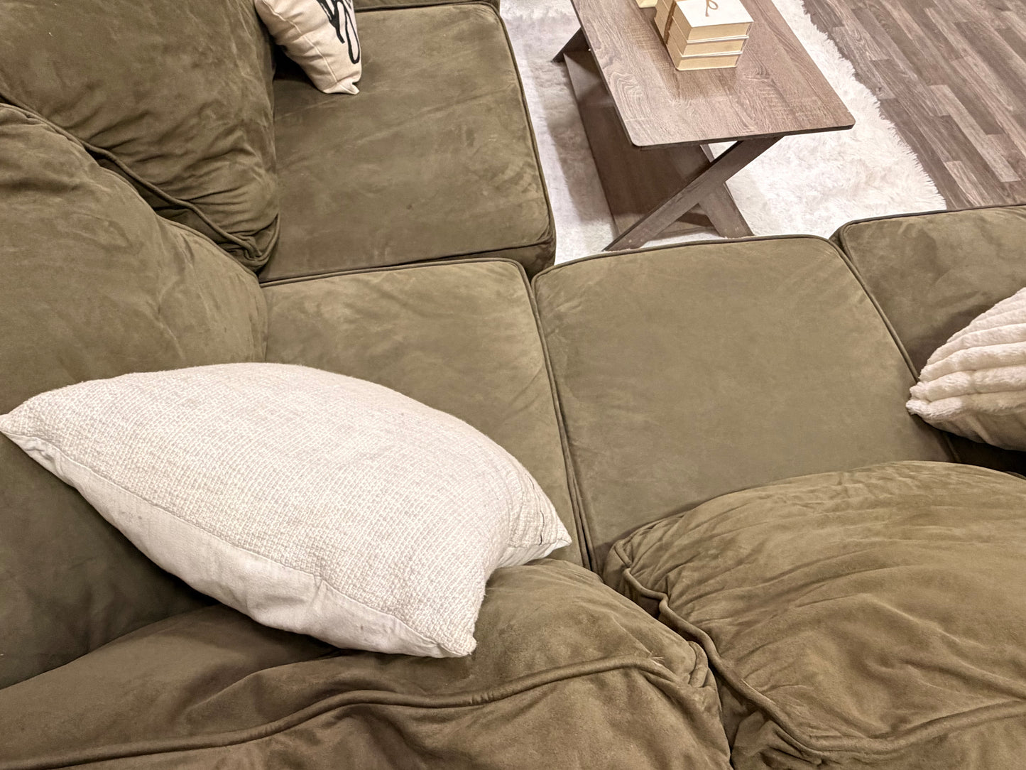Large Olive Green Sectional Couch