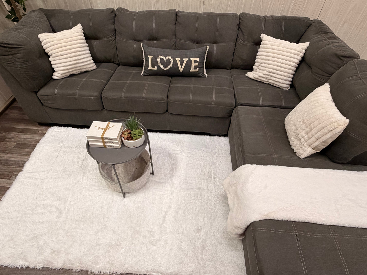 Large Two-Piece Gray Sectional Couch by Ashley Furniture