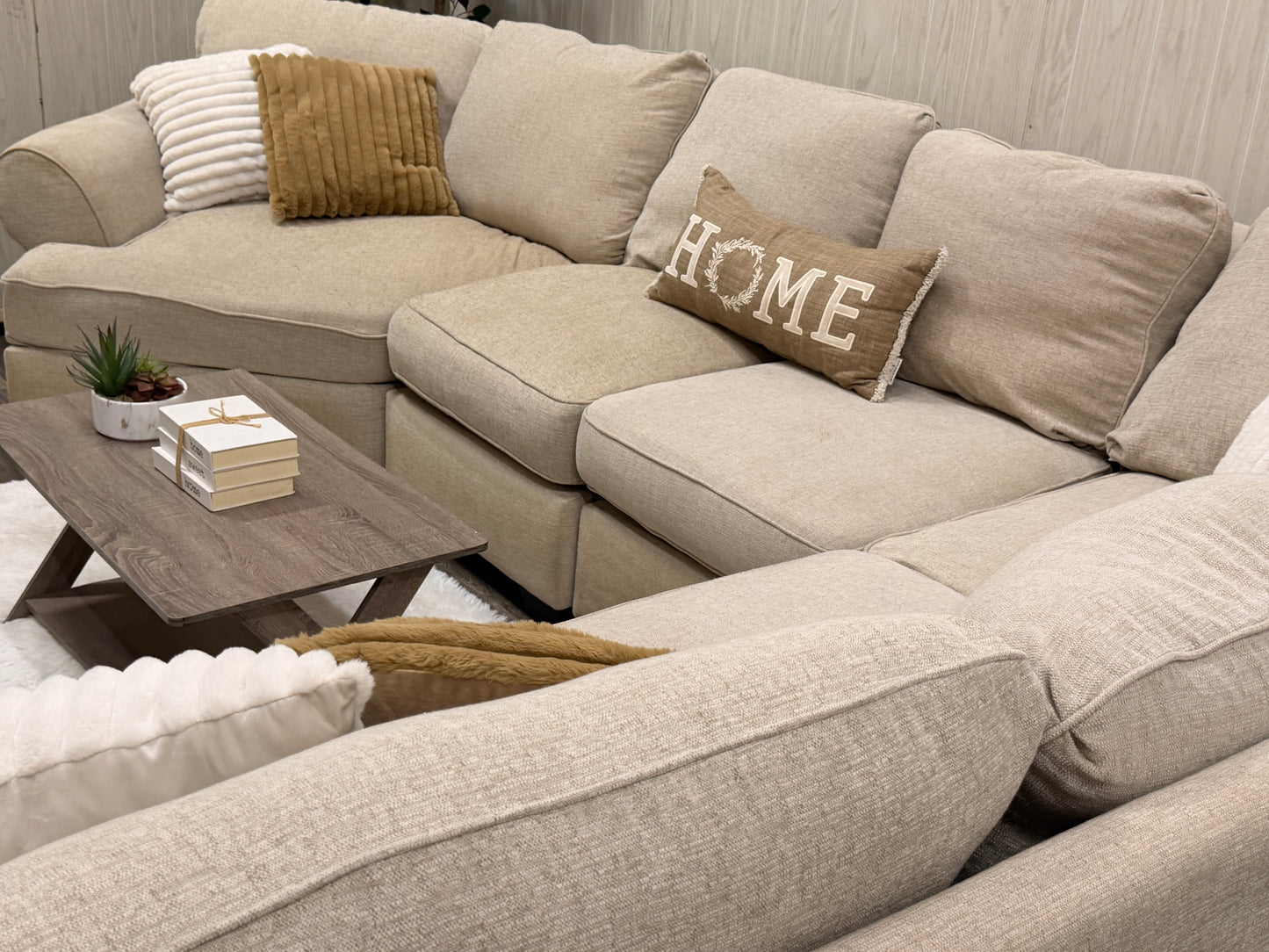 Beige Sectional Couch w/ Cuddler