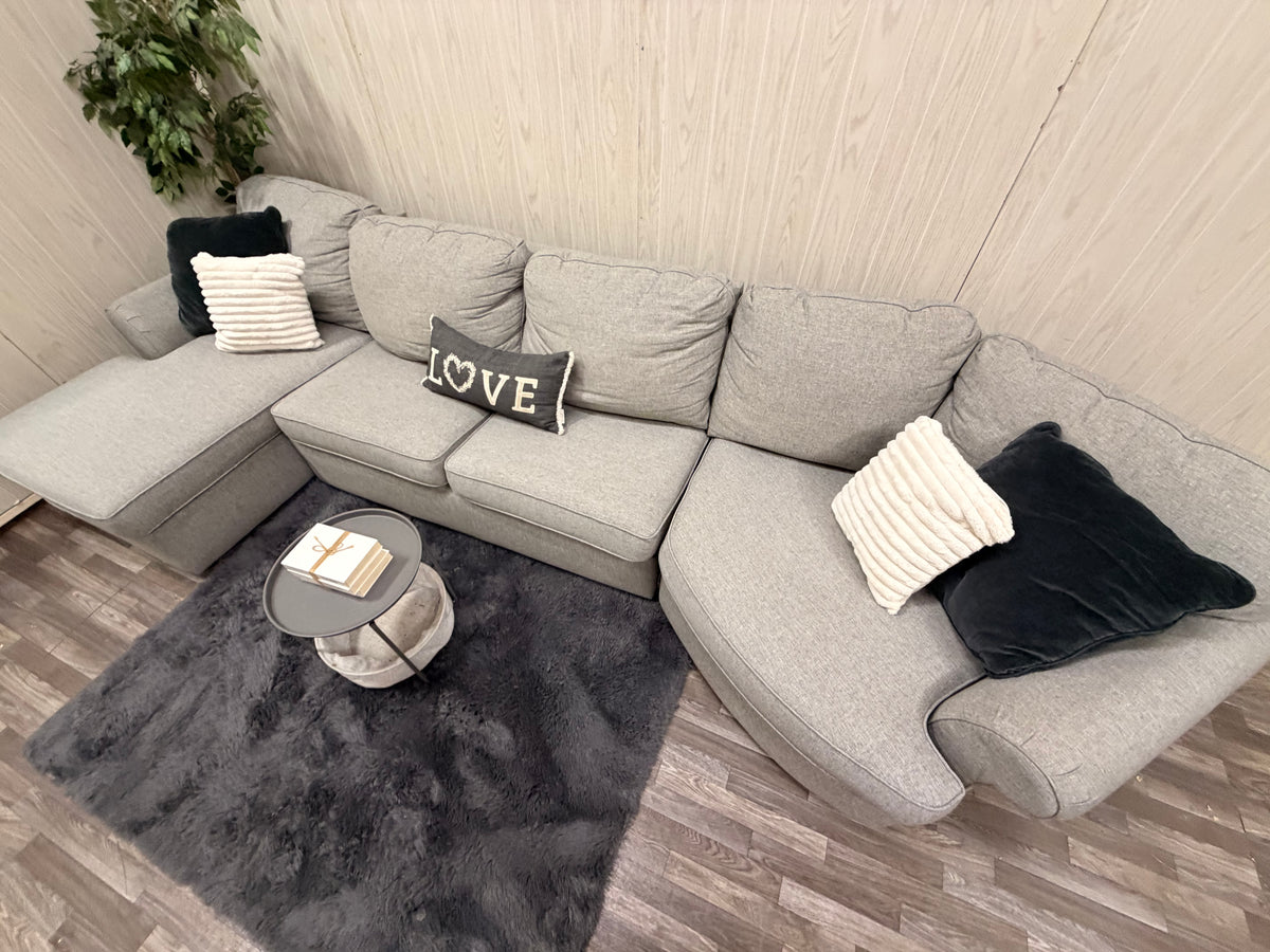 3-Piece Gray Sectional w/ Chaise & Cuddler