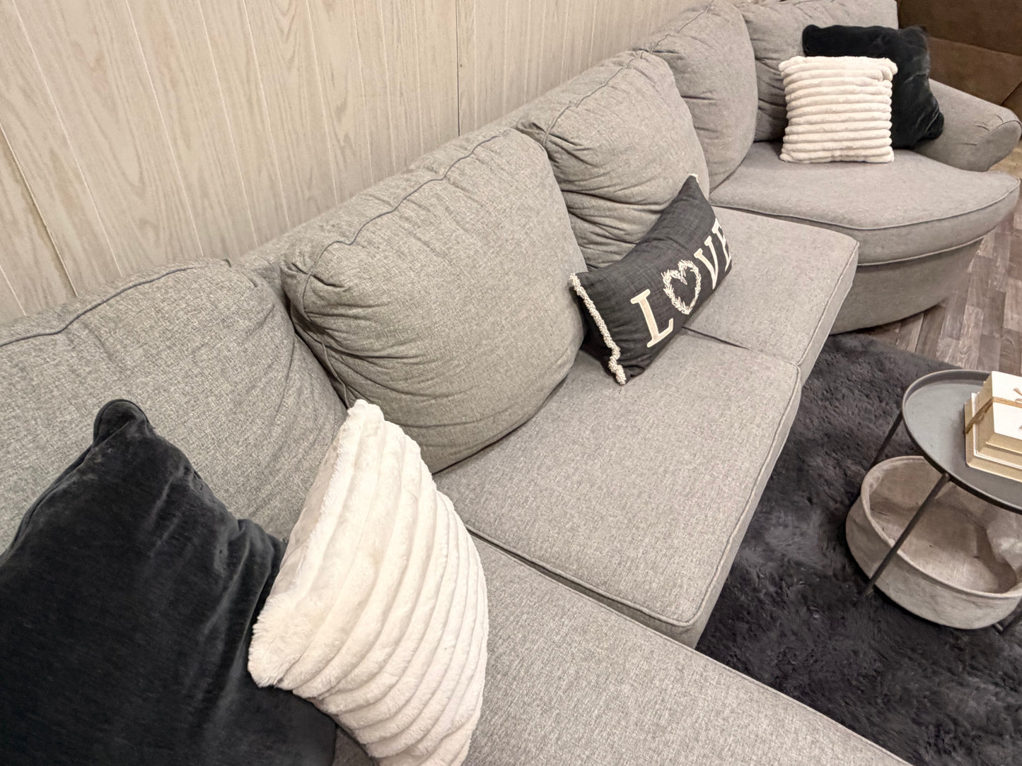 3-Piece Gray Sectional w/ Chaise & Cuddler