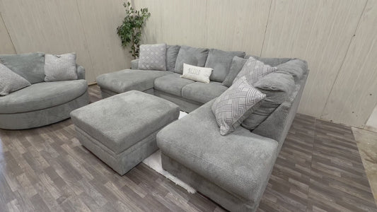 Large Ashley Furniture Sectional, Ottoman, Swivel Chair (Like New)