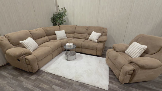 Brown Reclining Sectional & Recliner Set