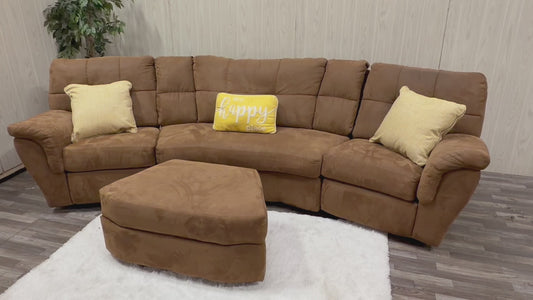 Brown 3-piece Reclining Sectional w/ Storage Ottoman