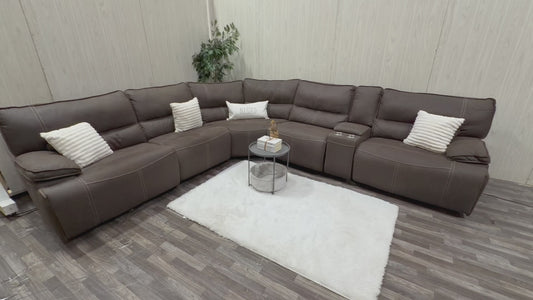 6-piece Brown Reclining Sectional w/ USB