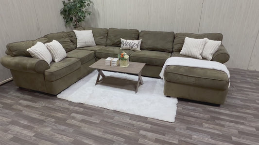 Large Olive Green Sectional Couch