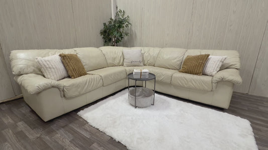 Large White Leather (Natuzzi) Sectional Couch