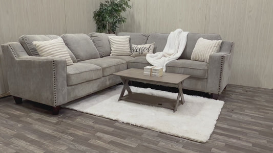 Gray Sectional w/ Nailhead Trim