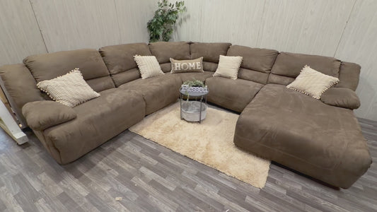 Huge 5-Piece Ashley Furniture Brown Sectional Reclining Couch